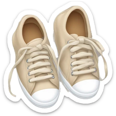 cozy beige sneakers with untied laces sticker