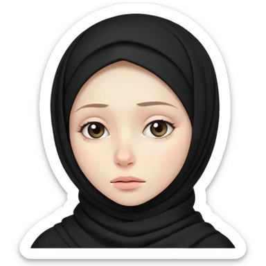 sick and tired woman in black hijab more expressive and cuter style of drawing sticker