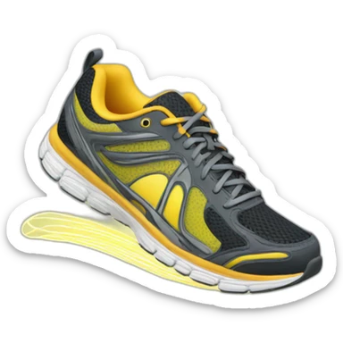 running shoe with a light trail behind it sticker