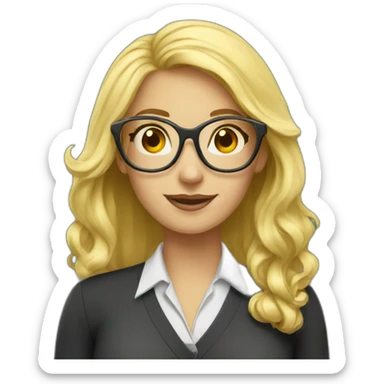 Teacher blonde glasses blackboard sticker