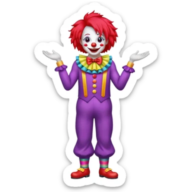 Clown – Bright makeup, red nose, colorful wig, exaggerated smile, full body sticker