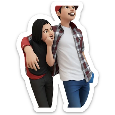 boys in casual attire indoors sticker