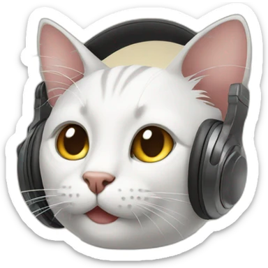 cat satisfied with headphones sticker