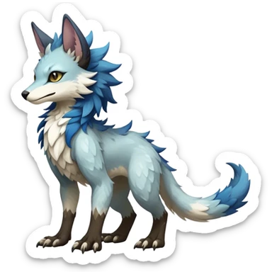 Epic Feral Rare Fantasy shiny cool fluffy Vernid-Sergal-Trico-species by LiLaiRa, random markings, tufted tail, tufted ears, full body sticker