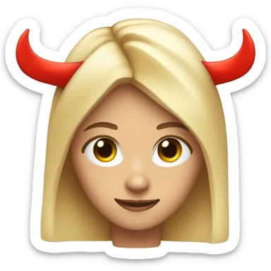 Blonde girl with devil horns and angel halo sticker