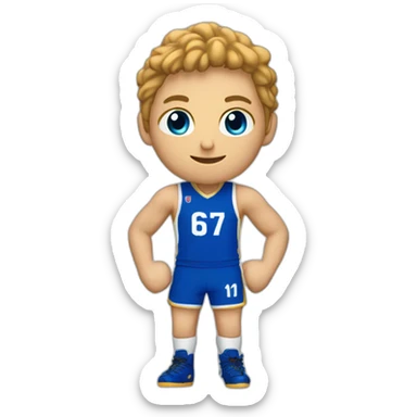 Joueur de handball avec un maillot bleu numéro 67 sticker