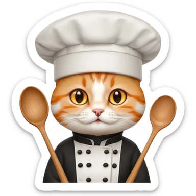 Cat with chef het and with spoon sticker