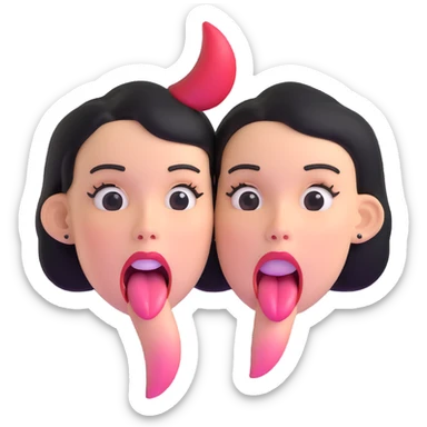 woman with two heads sticking out their tongues sticker