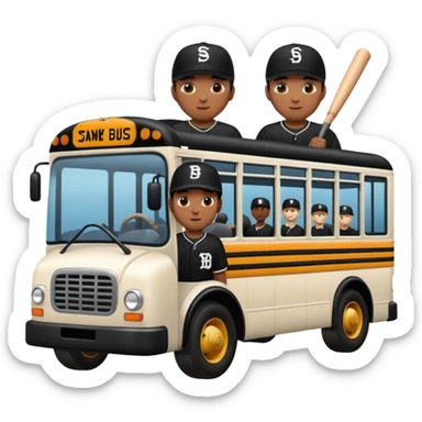 autobus de equipo llevando a egnte de basebal  y un chofer sticker