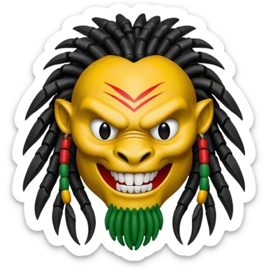 smiling predator from movie predator with rasta sticker