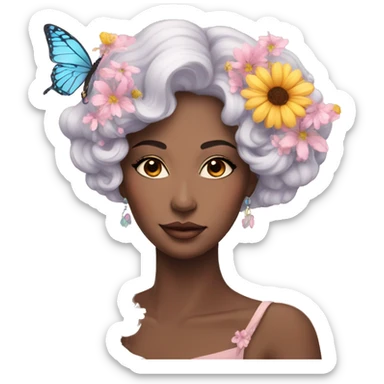 Gorgeous pastel lady with flowers and butterflies sticker