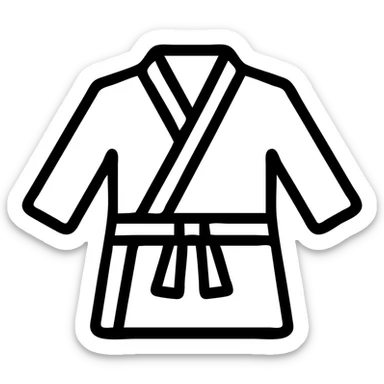 simple white karate gi uniform, black outline icon, no fill, clean lines sticker