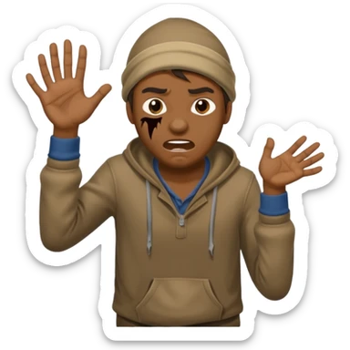 homeless guy mugging someone sticker