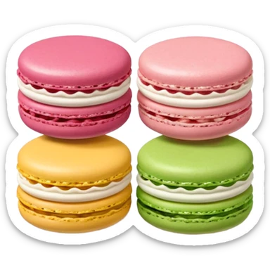Macarons de colores, café, rosa, blanco y verde, sin plato sticker