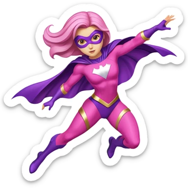 pink violet woman superhero flying sticker