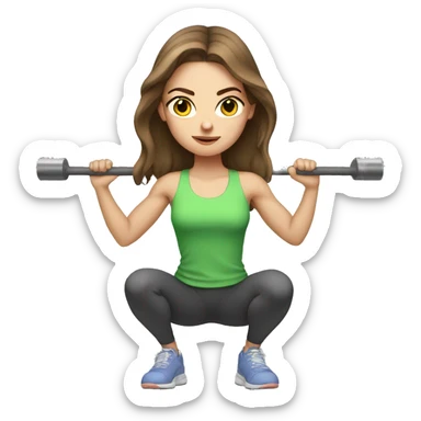 White girl brown hair doing squats sticker