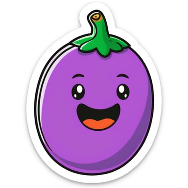 playful face eating an aubergine (eggplant) sticker