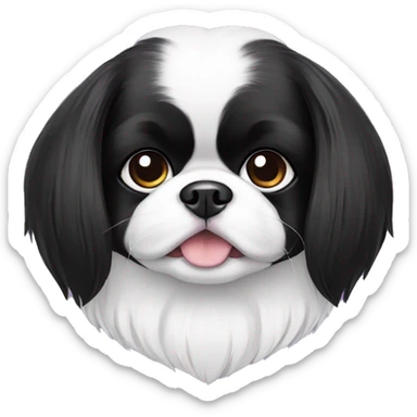 Japanese Chin dog cute black and white with purple collar  sticker
