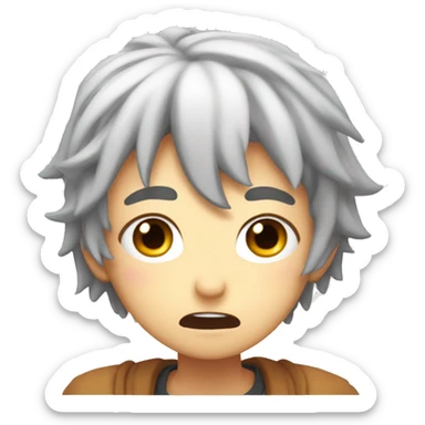 An anime character with wide eyes, open mouth, and sweat drops on their forehead. The expression should show surprise or disbelief, inspired by classic anime shock reactions. sticker