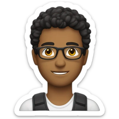 Carlos, canas, gafas, joven, cuerpo entero, deporte, pelo negro y corto, cara exceptica sticker