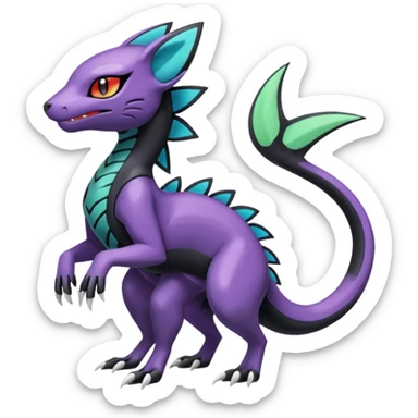 Meloetta-Purrloin-Salandit-Nargacuga-Pokémon-Fakémon-fusion-hybrid-creature sticker