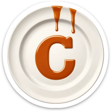A modern icon of a white ceramic plate with a refined sauce drizzle shaped like the letter C, subtly expressing the CatchTable brand identity. Use a sleek, minimal style.
The sauce drizzle should thin and include a color #FF3D00.
Soft shadows, simple lines, high-end visual mood. sticker