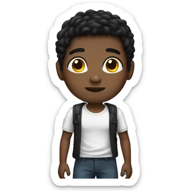 Black hair boy with body sticker