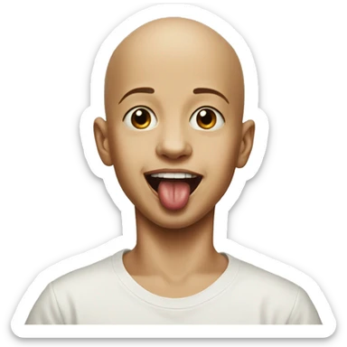 bald meme portrait of boy with tongue out sticker