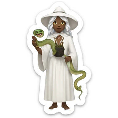 a white witch holding a snake  sticker