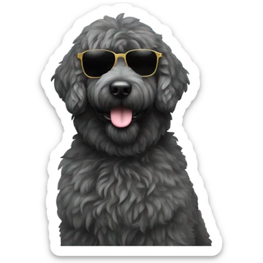 Black furgolden doodle in black sunglasses  sticker