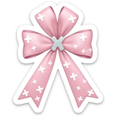 super pale pink bow confetti but the paper confetti are the pale pink bows all spread out with white tiny glitter and then with a cross on it sticker