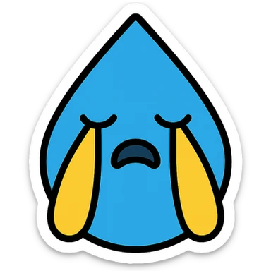 colored icon of a water droplet crying sticker