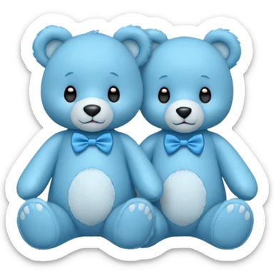 sweet same little blue bears with blue bow tie sitting sticker