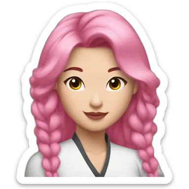 Pink hair Mulan money rain sticker