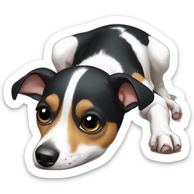 rat terrier playing dead sticker