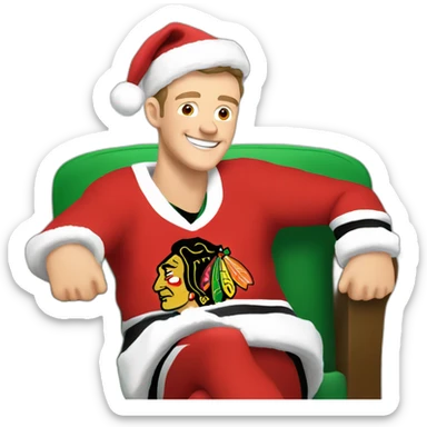 Jonathan Toews sitting on Santa's lap sticker