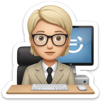 gender neetral teacher in front of computer sticker