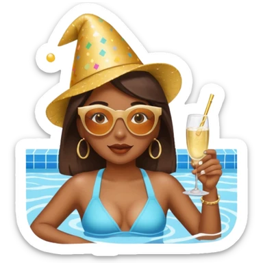 brown skin girl with sunglasses at a pool party sticker