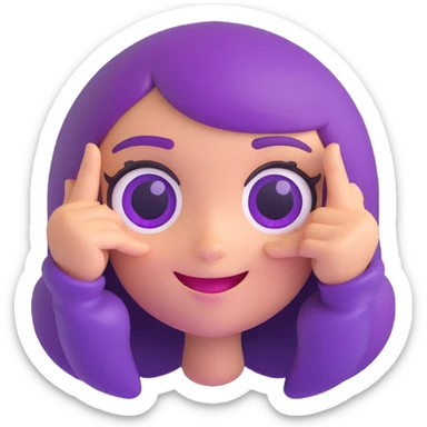 Space Groove Gwen from League of Legends, happy emote, only head, right eye purple sticker