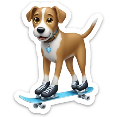 Ice skating dog sticker
