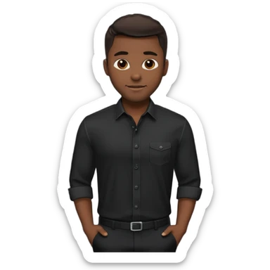 Handsome black man in a black button up shirt and black pants sticker