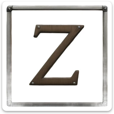 The letter Z made of wood with a metal frame on the edges sticker