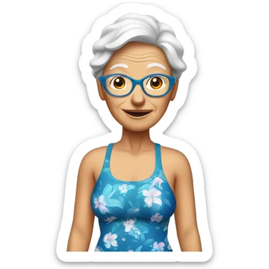 senior woman in swimsuit sticker
