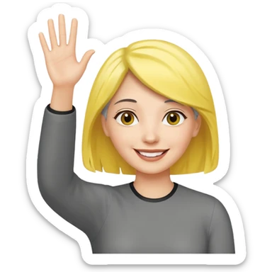 woman with gray and yellow hair smiling and waving her hand  sticker
