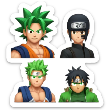 goku vs naruto vs kirby vs zoro sticker