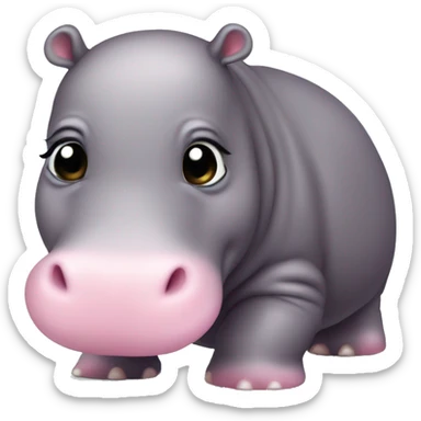 small cute hippo, blackish pink color sticker