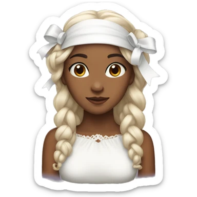 A beautiful brunnet with a white bow on her head sticker