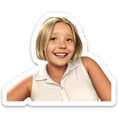 smiling girl in white shirt sticker
