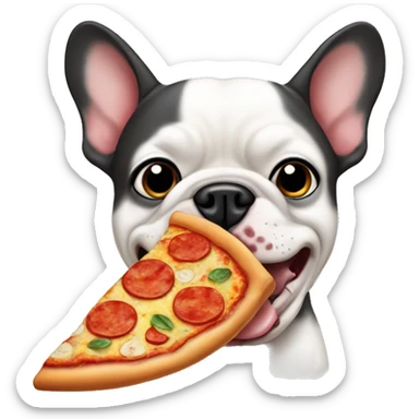 French bull dog eating pizza  sticker