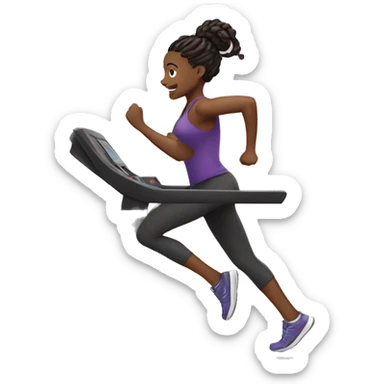 Black girl with locs in a ponytail running on treadmill sticker